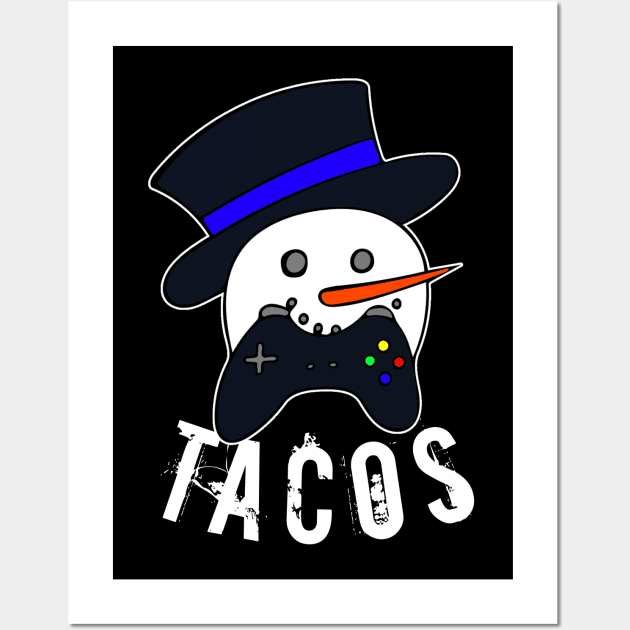 Snowman Gamer Face Tacos Wall Art by MaystarUniverse